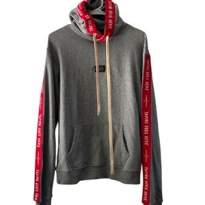 Well Known Studios Taping goes here gray & red hoodie